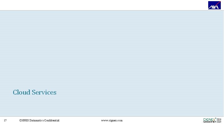 Cloud Services 17 CIGNEX Datamatics Confidential www. cignex. com 
