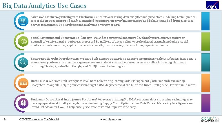 Big Data Analytics Use Cases Sales and Marketing Intelligence Platform: Our solution uses big