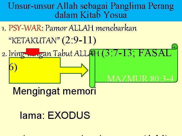 Unsur-unsur Allah sebagai Panglima Perang dalam Kitab Yosua 1. PSY-WAR: Pamor ALLAH menebarkan “KETAKUTAN”