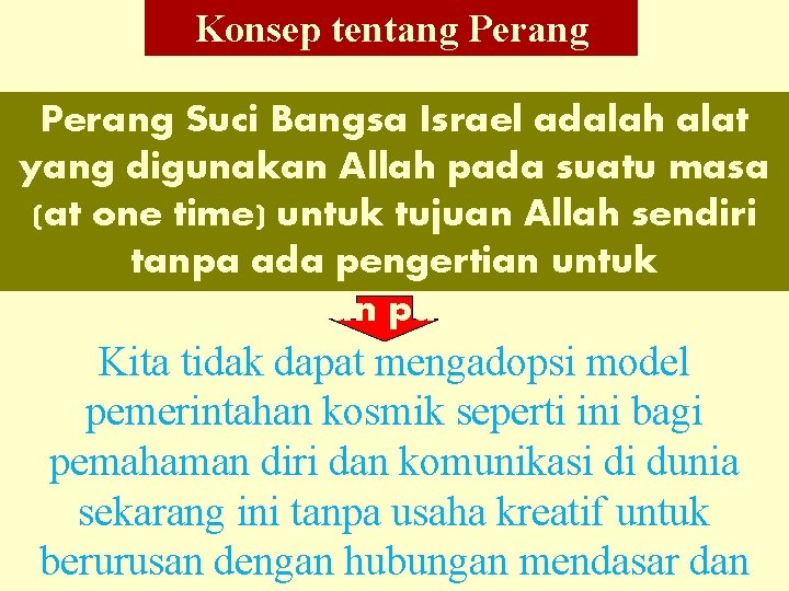 Konsep tentang Perang Suci? ? Perang Suci Bangsa Israel adalah alat yang digunakan Allah