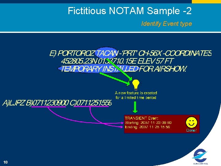 Fictitious NOTAM Sample -2 Identify Event type 10 