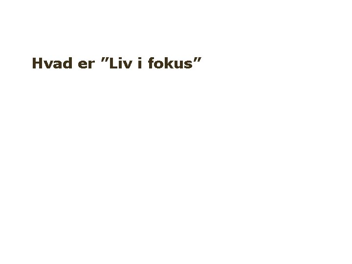 Hvad er ”Liv i fokus” 