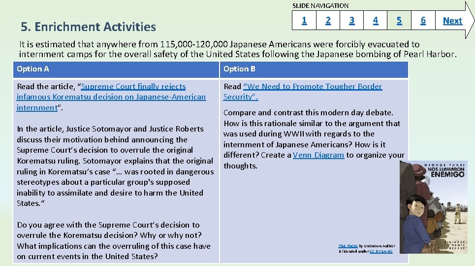 SLIDE NAVIGATION 1 5. Enrichment Activities 2 3 4 5 6 Next It is