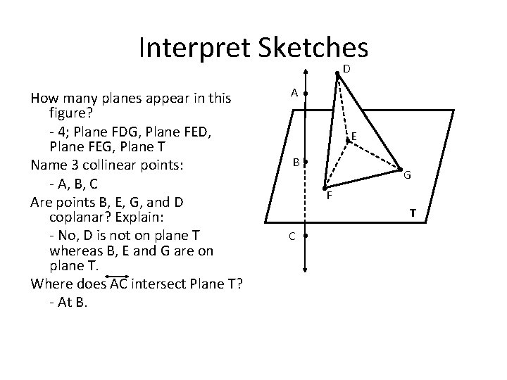 Interpret Sketches D • How many planes appear in this figure? - 4; Plane