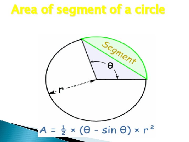 Area of segment of a circle 