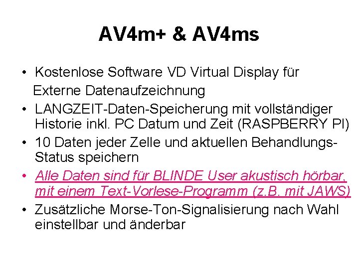 AV 4 m+ & AV 4 ms • Kostenlose Software VD Virtual Display für