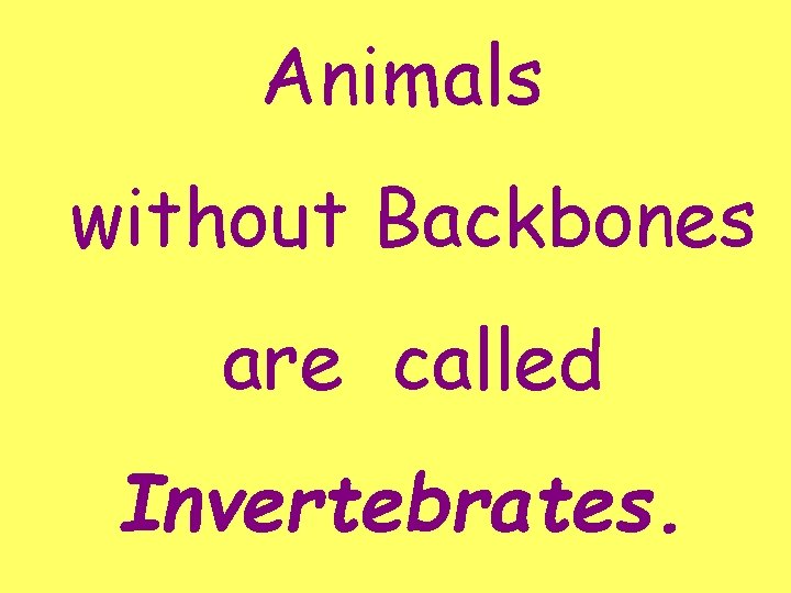 Animals without Backbones are called Invertebrates. 