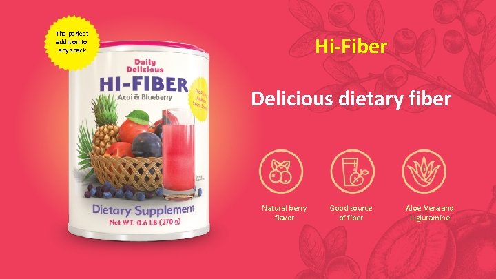 The perfect addition to any snack Hi-Fiber Delicious dietary fiber Natural berry flavor www.