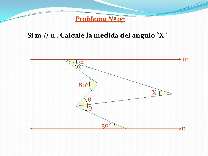 Problema Nº 07 Si m // n. Calcule la medida del ángulo “X” m