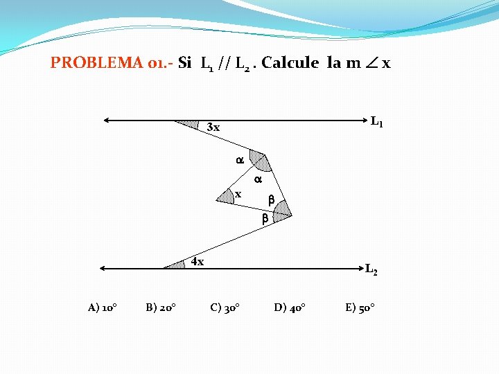 PROBLEMA 01. - Si L 1 // L 2. Calcule la m x L