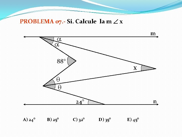 PROBLEMA 07. - Si. Calcule la m x m 88° x n 24° A)