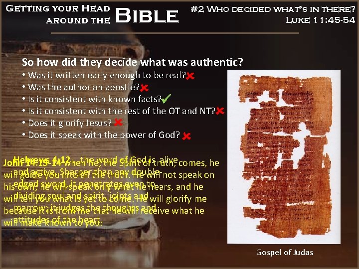 Getting your Head around the Bible #2 Who decided what’s in there? Luke 11: