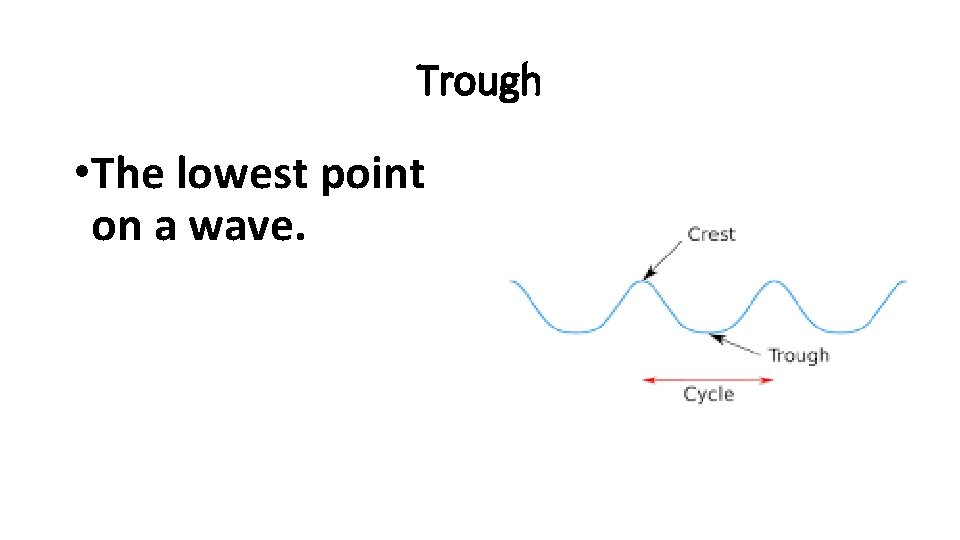 Trough • The lowest point on a wave. 