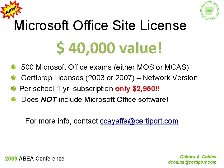 Microsoft Office Site License $ 40, 000 value! 500 Microsoft Office exams (either MOS