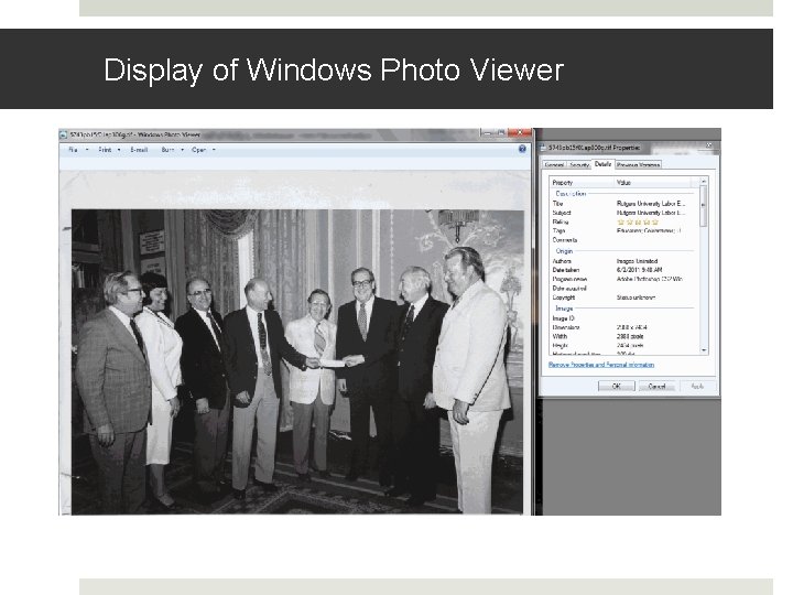 Display of Windows Photo Viewer Display of Windows Photo Viewer