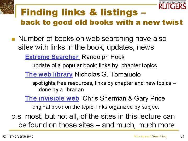 Finding links & listings – back to good old books with a new twist