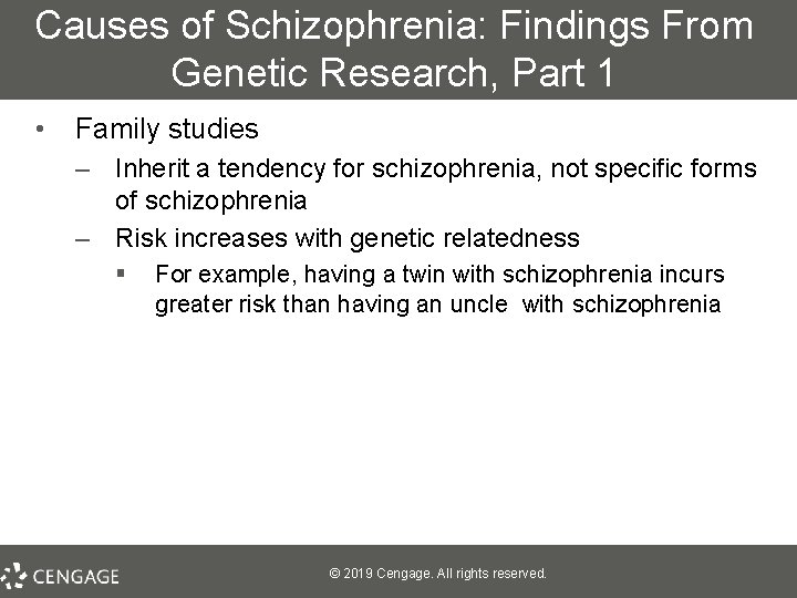 Causes of Schizophrenia: Findings From Genetic Research, Part 1 • Family studies – Inherit