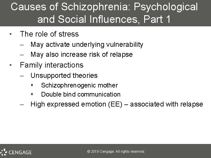 Causes of Schizophrenia: Psychological and Social Influences, Part 1 • The role of stress