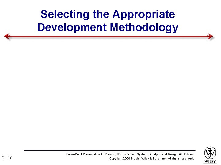 Selecting the Appropriate Development Methodology 2 - 16 Power. Point Presentation for Dennis, Wixom