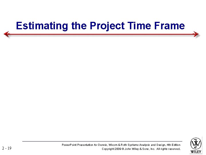 Estimating the Project Time Frame 2 - 19 Power. Point Presentation for Dennis, Wixom