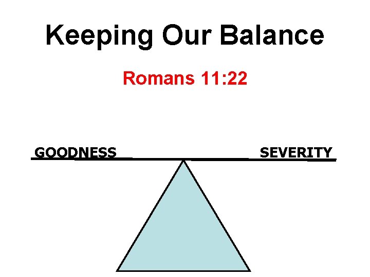 Keeping Our Balance Romans 11: 22 GOODNESS SEVERITY 