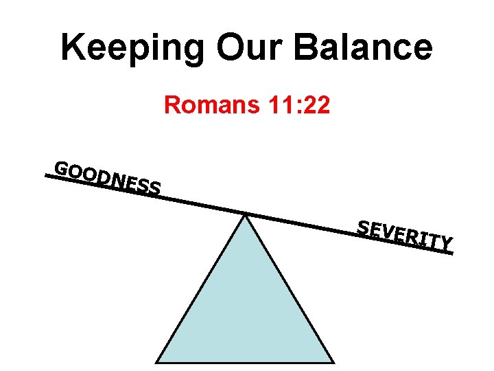 Keeping Our Balance Romans 11: 22 GOOD NESS SEVER ITY 