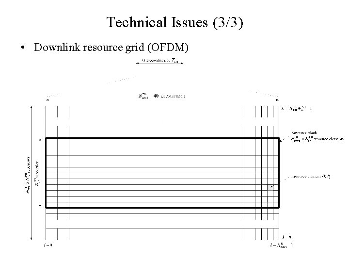 Technical Issues (3/3) • Downlink resource grid (OFDM) 