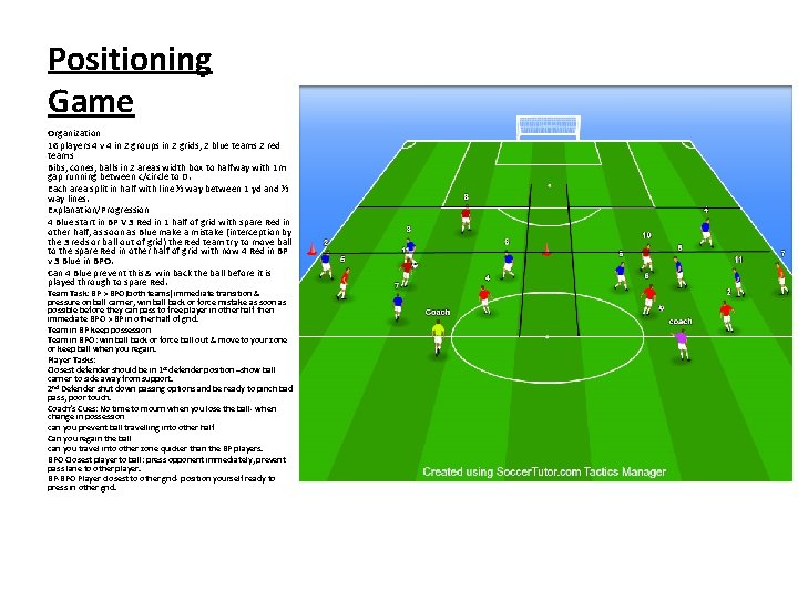 Positioning Game Organization 16 players 4 v 4 in 2 groups in 2 grids,