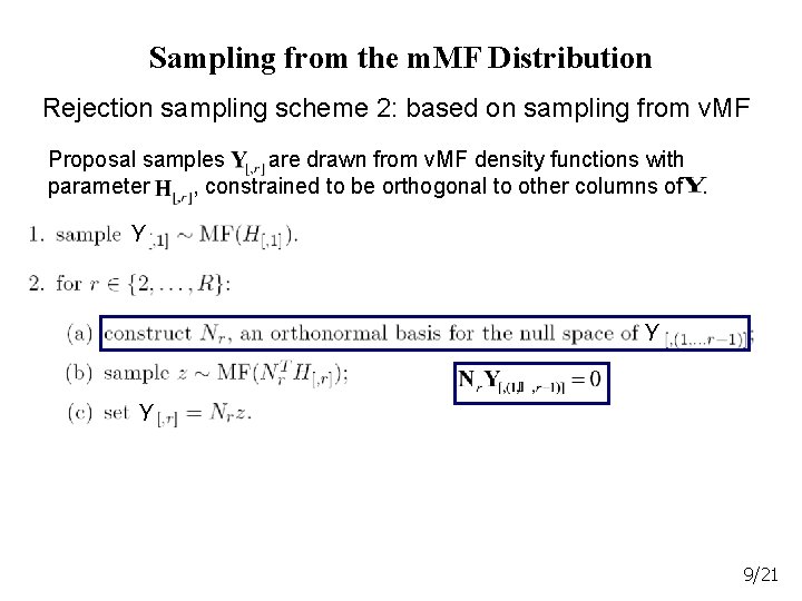 Sampling from the m. MF Distribution Rejection sampling scheme 2: based on sampling from