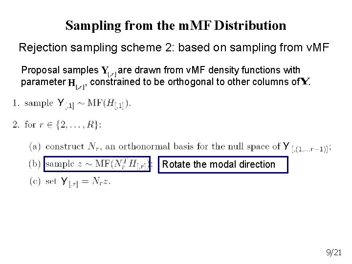 Sampling from the m. MF Distribution Rejection sampling scheme 2: based on sampling from
