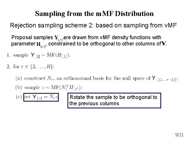 Sampling from the m. MF Distribution Rejection sampling scheme 2: based on sampling from