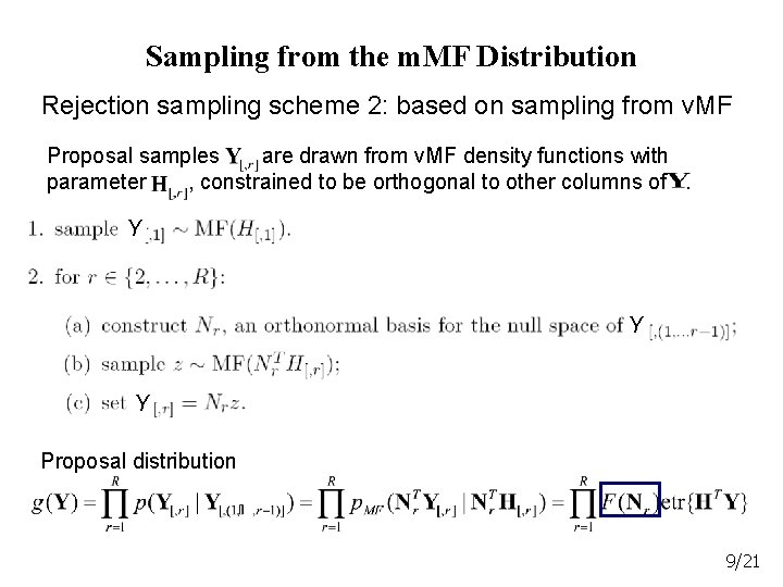 Sampling from the m. MF Distribution Rejection sampling scheme 2: based on sampling from