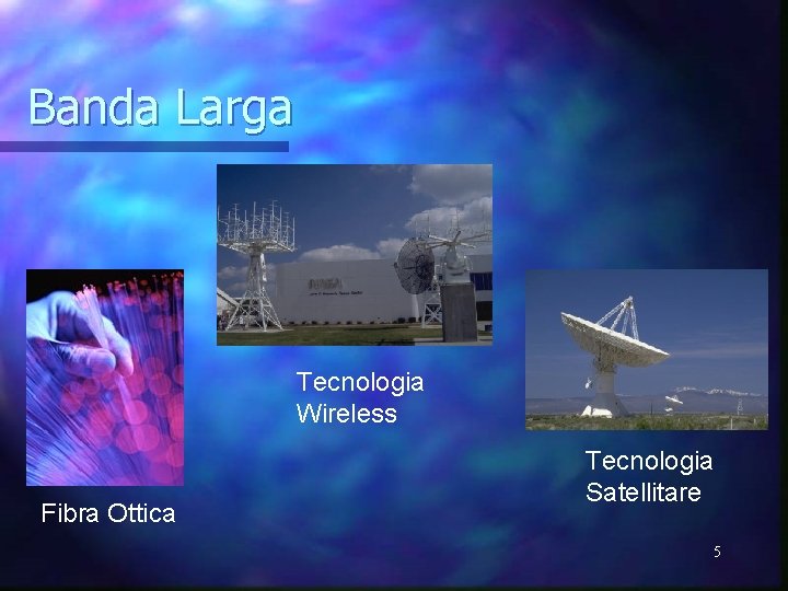 Banda Larga Tecnologia Wireless Fibra Ottica Tecnologia Satellitare 5 