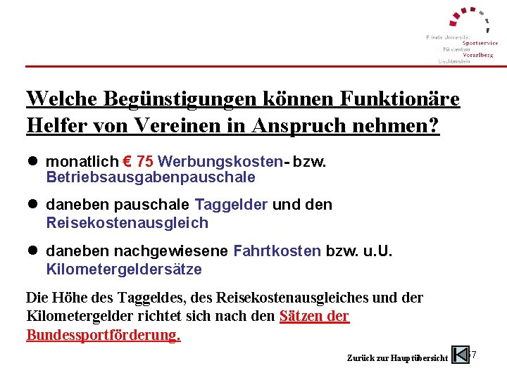 Welche Begünstigungen können Funktionäre Helfer von Vereinen in Anspruch nehmen? l monatlich € 75
