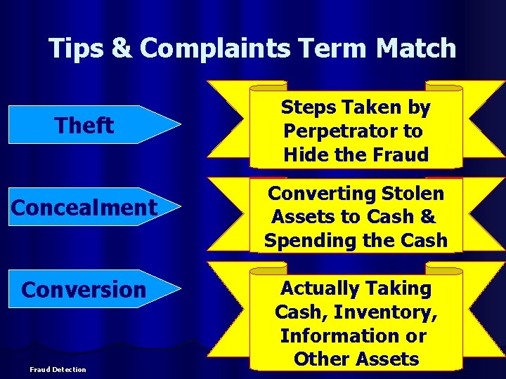 Tips & Complaints Term Match Theft Steps Taken by Perpetrator to Hide the Fraud