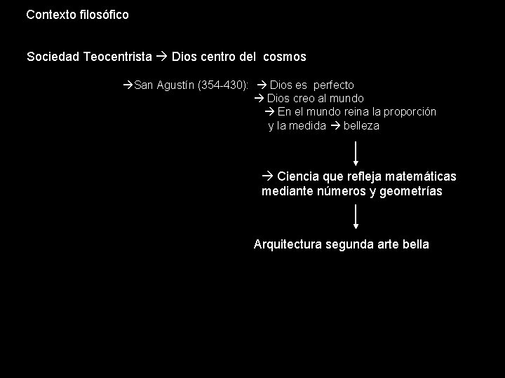 Contexto filosófico Sociedad Teocentrista Dios centro del cosmos San Agustín (354 -430): Dios es