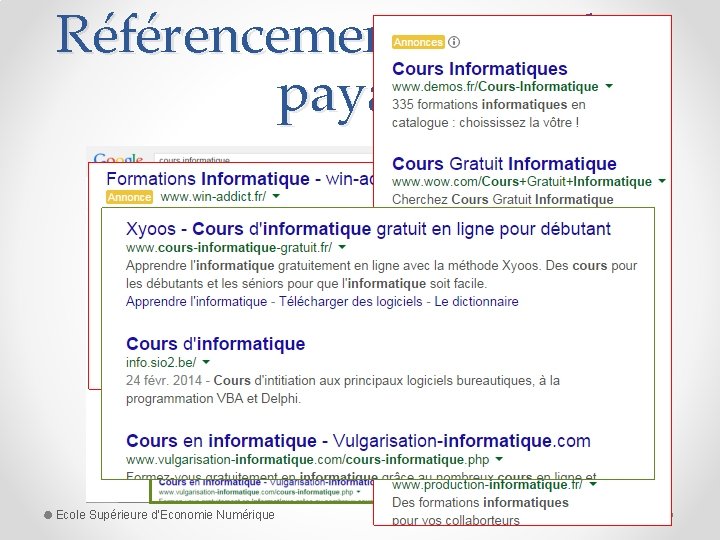 Référencement naturel vs payant Ecole Supérieure d'Economie Numérique Année universitaire 2014/2015 