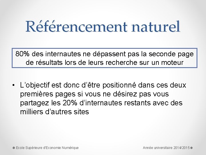 Référencement naturel 80% des internautes ne dépassent pas la seconde page de résultats lors