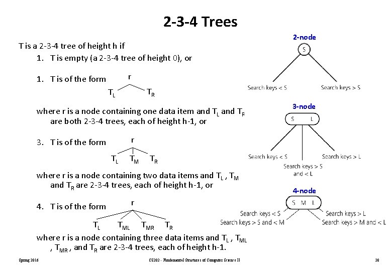2 -3 -4 Trees T is a 2 -3 -4 tree of height h 2 -3 -4 Trees T is a 2 -3 -4 tree of height h