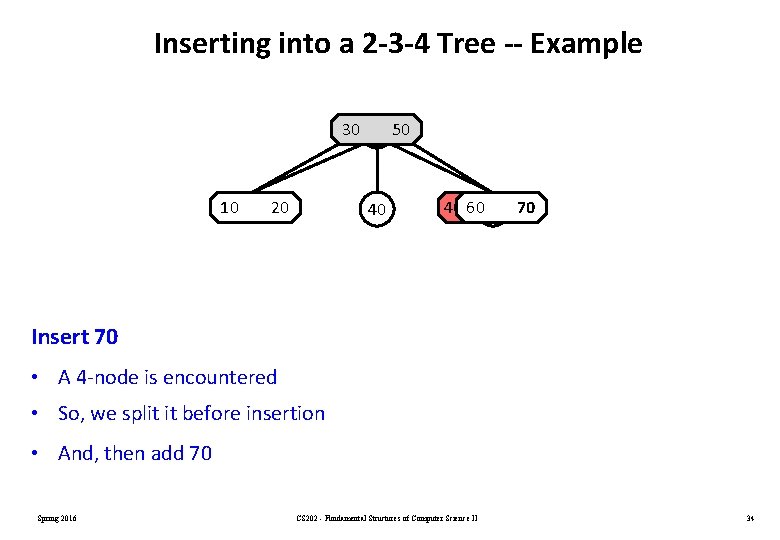 Inserting into a 2 -3 -4 Tree -- Example 30 30 50 10 20 Inserting into a 2 -3 -4 Tree -- Example 30 30 50 10 20