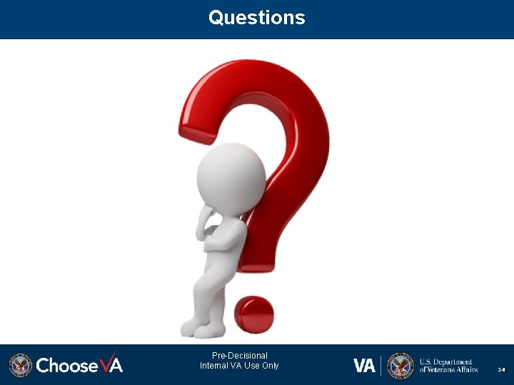 Questions Pre-Decisional Internal VA Use Only 14 