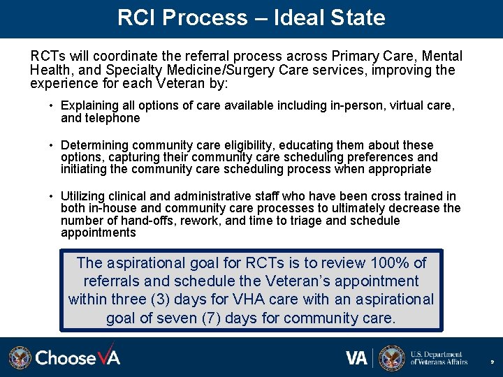 RCI Process – Ideal State RCTs will coordinate the referral process across Primary Care,