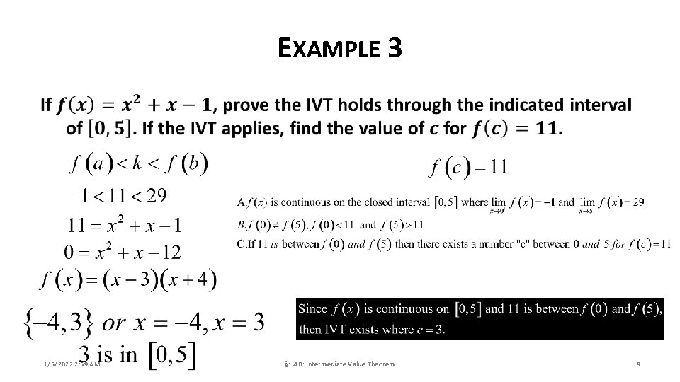 EXAMPLE 3 1/5/2022 2: 59 AM § 1. 4 B: Intermediate Value Theorem 9