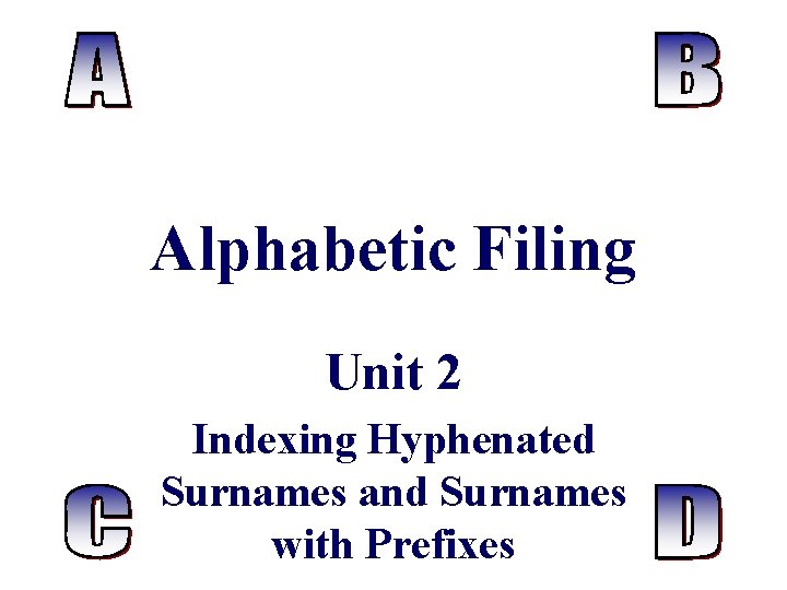 Alphabetic Filing Unit 2 Indexing Hyphenated Surnames and Surnames with Prefixes 