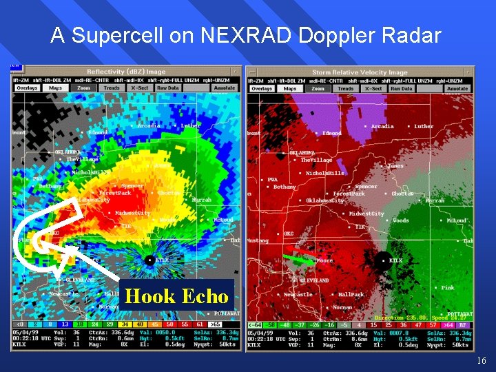 A Supercell on NEXRAD Doppler Radar Hook Echo 16 A Supercell on NEXRAD Doppler Radar Hook Echo 16
