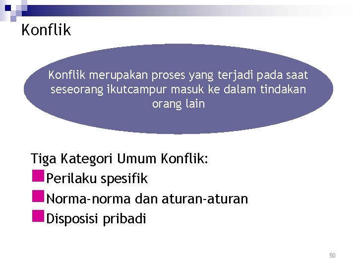 Konflik merupakan proses yang terjadi pada saat seseorang ikutcampur masuk ke dalam tindakan orang