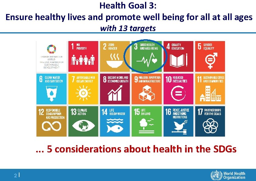 Health Goal 3: Ensure healthy lives and promote well being for all at all