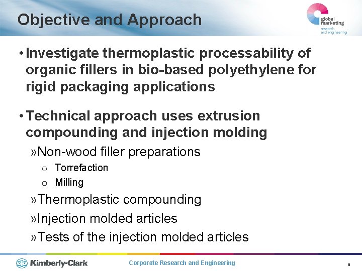 Objective and Approach • Investigate thermoplastic processability of organic fillers in bio-based polyethylene for
