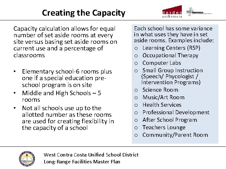 Creating the Capacity calculation allows for equal number of set aside rooms at every