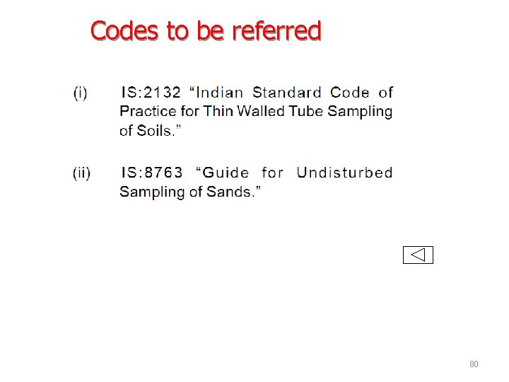 Codes to be referred 80 